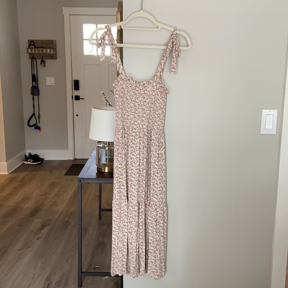 Midi floral knit dress